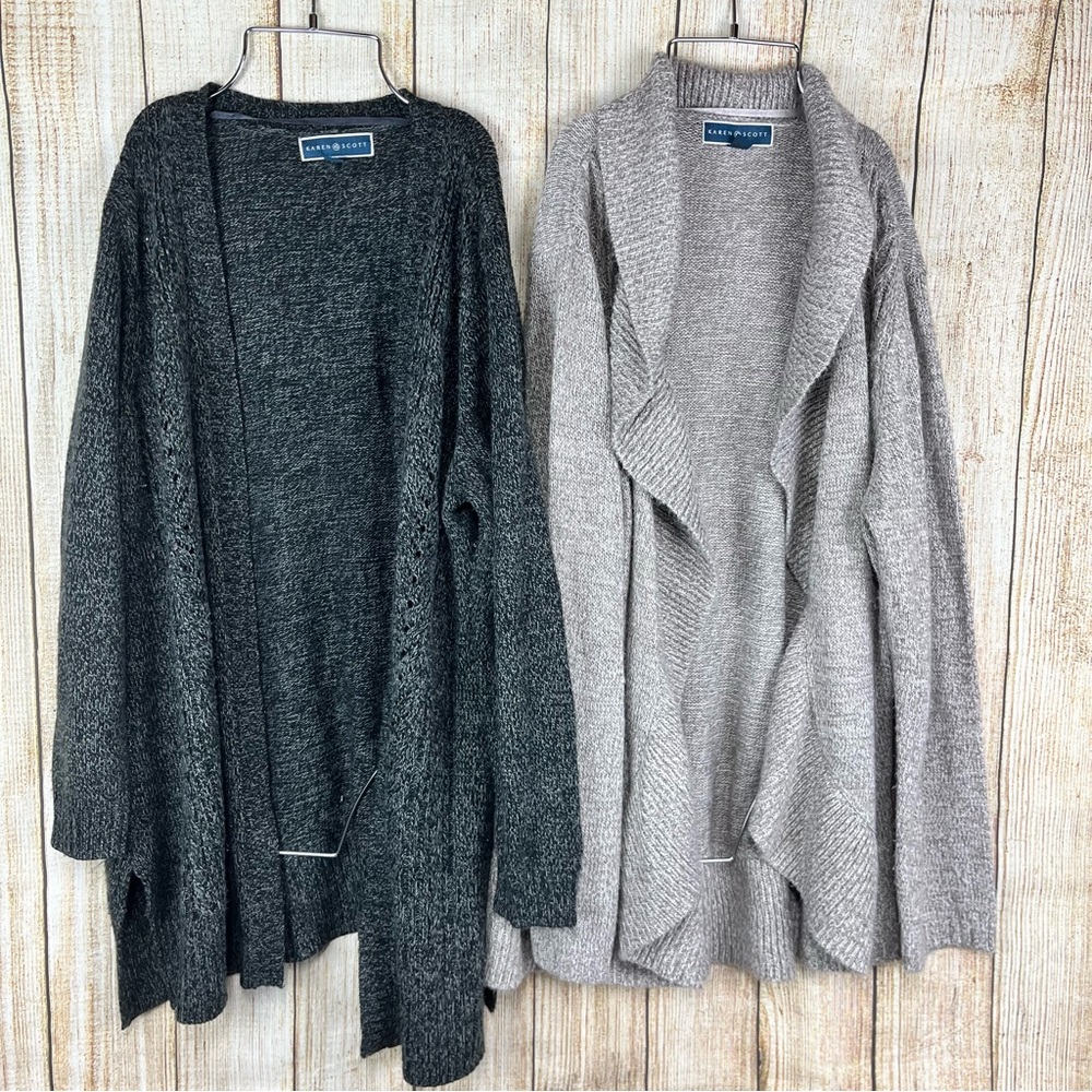 2 Karen Scott Womens Open Front Cardigan Sweaters